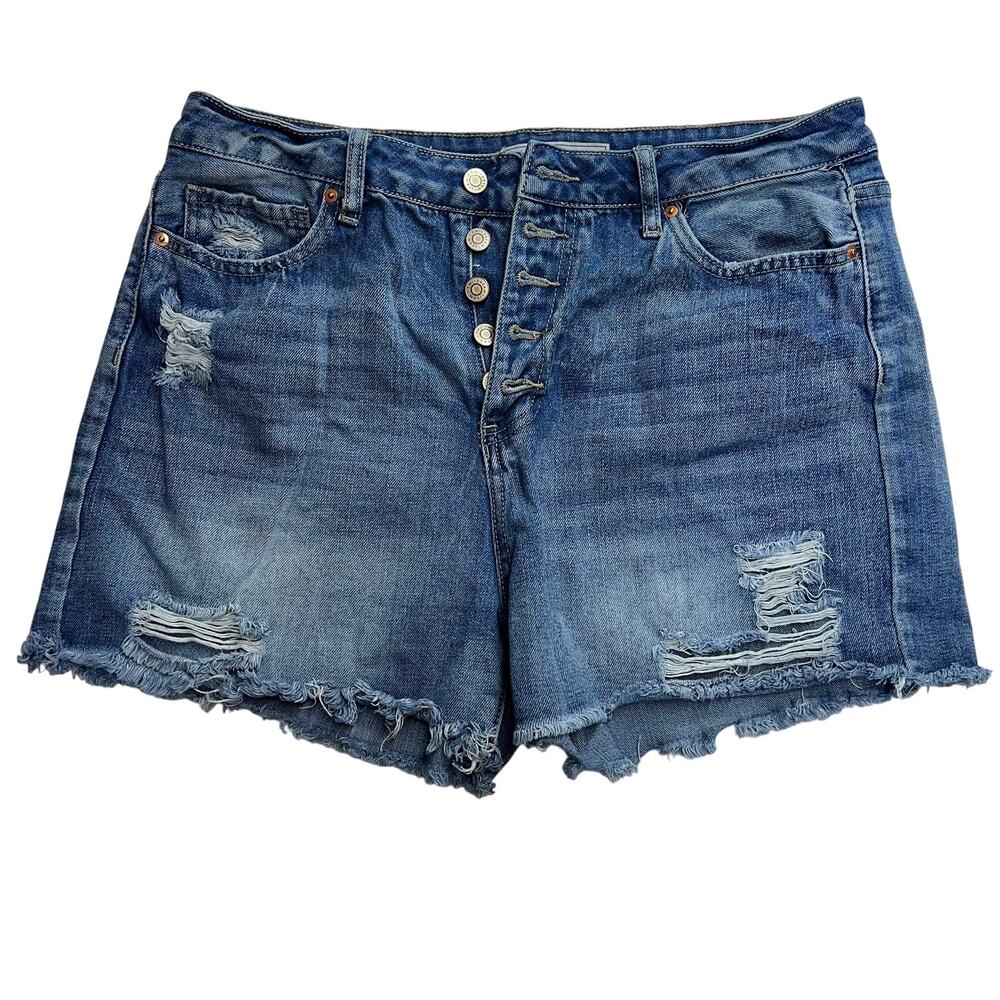 YMI Dream Brand Shorts Women's Size 13/31 Blue Denim Distressed Cutoff Raw Hem